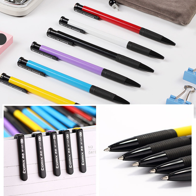 办公学习首选 齐心蓝色按动圆珠笔，批发免邮，品质无忧